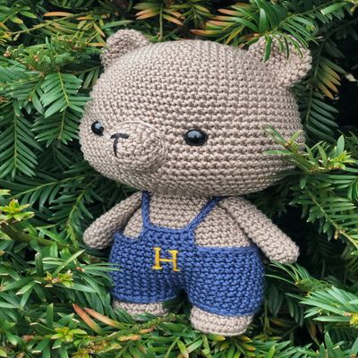 Amigurumi Bear Crochet Toy Nursery Decor Animal Eco Friendly Stuffed Kids Children Cotton Animals Toddler Gifts Ideas (X, brown)