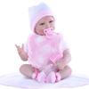 YIHANGG 55CM Realistic Reborn Baby Doll with 4 Teeth 0-3Month Real Baby Size Smile Newborn Doll Lifelike Soft Touch Weighted Body Doll Pink Dress view 4