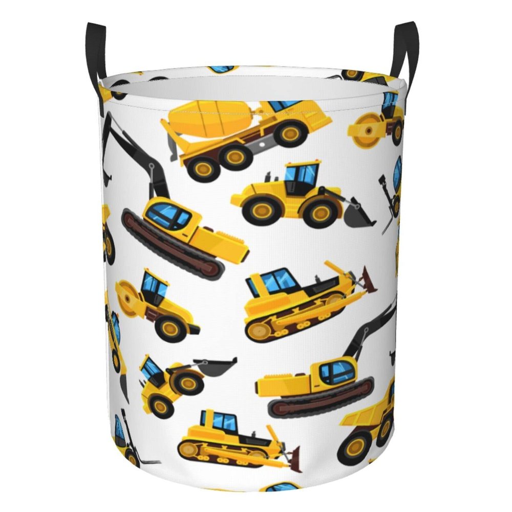 Foruidea Cartoon Construction Laundry Basket,Laundry Hamper,Collapsible Storage Bin,Oxford Fabric Clothes Baskets,Nursery Hamper For Home,Office,Dorm,Gift Basket