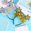 Hosfairy 2PCS 2022 Happy New Year Headband Sequins Star Headband for New Year Eve Party Decoration Supplies (Gold) view 3