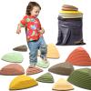 makarci Stepping Stones for Kids 12pcs Obstacle Courses Play Indoor Outdoor, Full Rubber Rim Plastic Hilltop for Kids Balance and Integration Improvement Age 3 4 5 6 7 8 + (Forest) view 1