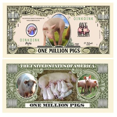 American Art Classics Pack of 25 - Pig Million Dollar Bill - Best Gift or Keepsake for Piggy Lovers