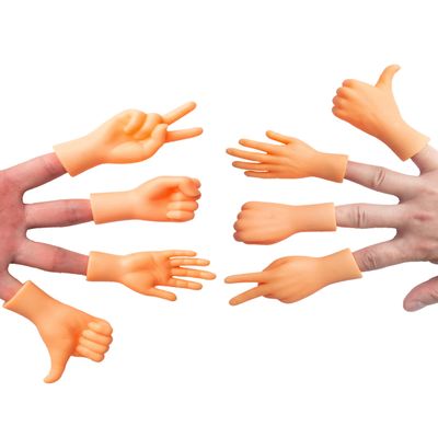 AQKILO Tiny Hands Rock Paper Scissors Finger Puppets 8 Pieces, Mini Left and Right Hand Set, Mixed Styles for Party Favors, TikTok Toys, and Gag Gifts