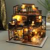 WonDerfulC DIY Assembled House Doll House 3D Wooden Miniature Doll House Furniture Toy Kit with Dustproof and Music Movement 1:24 Scale Creative Gift for Family and Friends view 3
