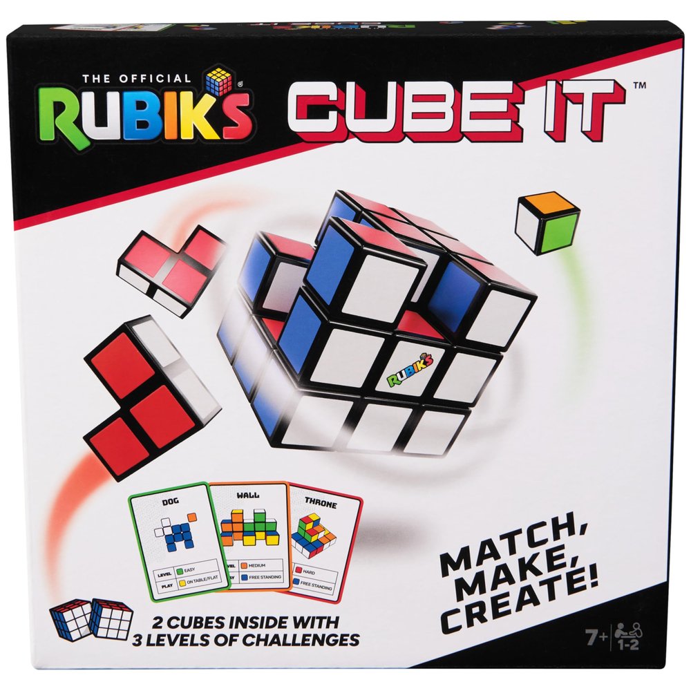 Rubiks Cube, Cube It, 2-Player 3D Puzzle Sequence Board Game Stress Relief Fidget Toy Activity Cube Travel Teen Gift Idea, for Adults & Kids Ages 7+