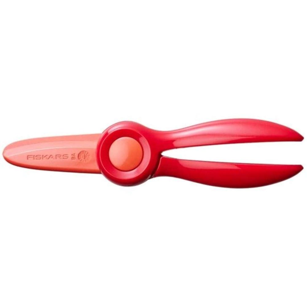 Fiskars Children's Scissors, from 2 Years, for Learning to Cut, Length: 13 cm, Blades and Handles Made of Plastic, Red, Starter, 1064065