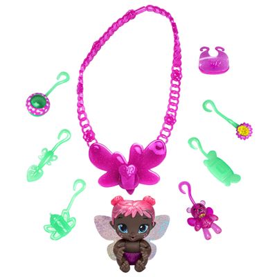 Baby Alive Glo Pixies Minis Carry n Care Necklace, Rose Blossom, 3.75-Inch Pixie Doll Toy with Doll Carrier and Nurturing Charm Necklace