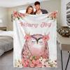 Personalized Name Blanket Baby Owl Floral Blanket Floral Nursery Blanket Custom Name Blanket Personalized Unique Custom Gift Soft Fleece Blanket Owl Baby Name Blanket view 3