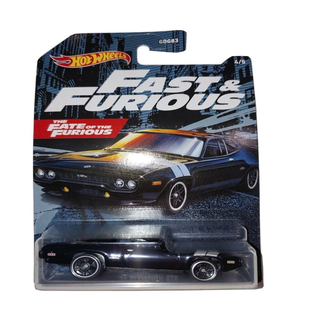 DieCast Hot Wheels Fast & Furious '71 Plymouth GTX, The Fate of The Furious 4/5 (Black)