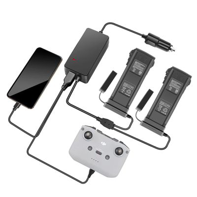 Hanatora 4 in 1 Battery Car Charger for DJI Mavic 3/Classic/Pro/Cine/Enterprise Drone,12V Charge (2xUSB + 2 x Battery) Rapid Charging Hub Accessories