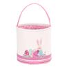 LessMo Easter Bunny Basket Egg Buckets, Pink Cute Personalized Canvas Cotton Tote Bags Egg Hunt Basket for Party Gifts view 1