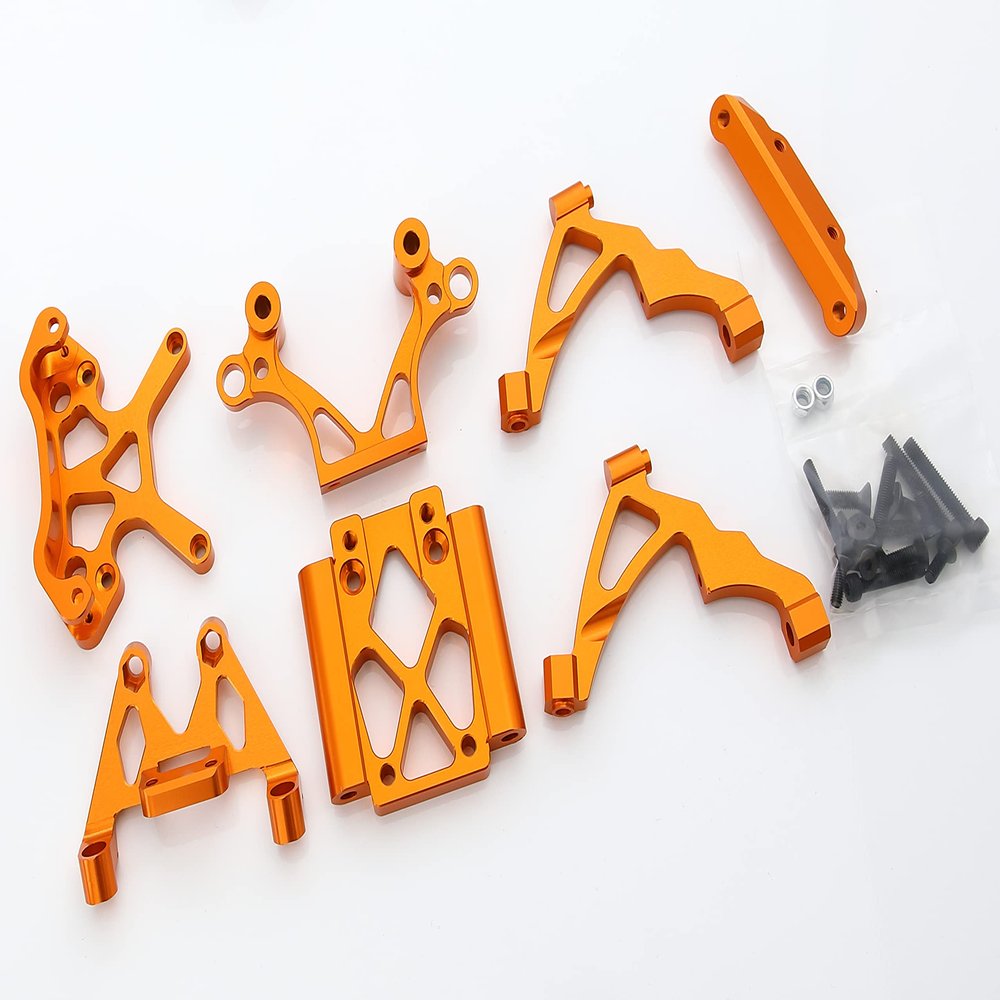 GTBRacing CNC Aluminum Front Bulk Head Set for 1/5 RC Car HPI KM Rovan Baja 5B 5T SS 5SC Upgrade Parts (Orange)