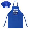 TopTie Custom Kids Apron and Chef Hat Set, Adjustable Cotton Child Cooking Kitchen Apron, S-XXL-Blue-S view 1