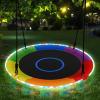 Trekassy 700lbs 40" Saucer Tree Swing for Kids Adults Outdoor with LED Lights, 2 Tree Hanging Straps-Rainbow view 1