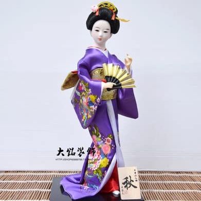 30cm Kawaii Japanese Lovely Geisha Figurines Dolls with Beautiful Kimono New House Office Decoration Miniatures Birthday Gift (4)