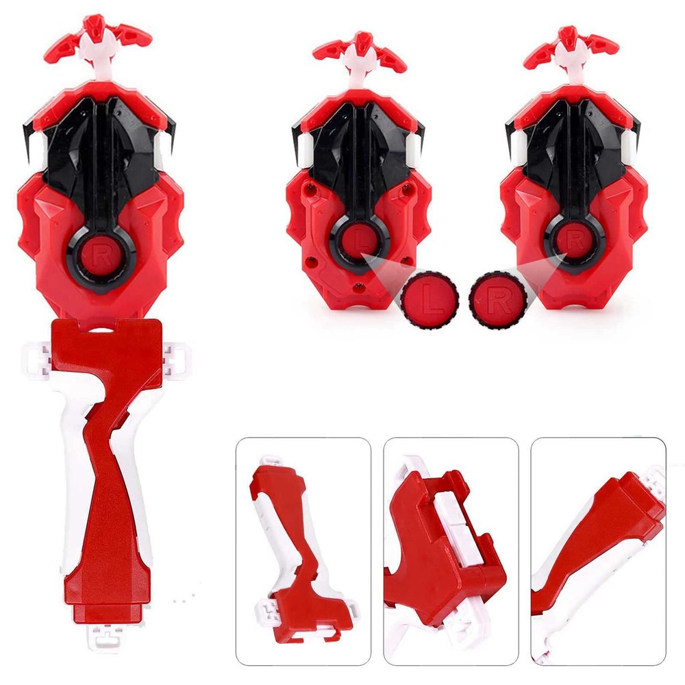 DYT Battling Tops Burst B-184 Custom Bey Launcher LR Left Right Spin DB Layer System, B-11 Grip Metal Fusion Burst Starter String Launcher Strong Launcher Spinning Top Toys Accessories (Red)