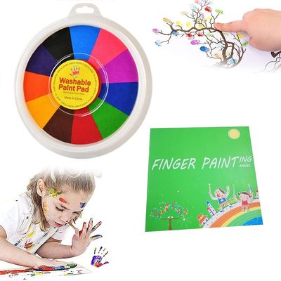 Maedack Funny Finger Painting Kit - Educational Tool Kit Mud Painting Kids Washable Finger Paint Finger Drawing Toys DIY Painting Crafts 12 Colors with Painting Book
