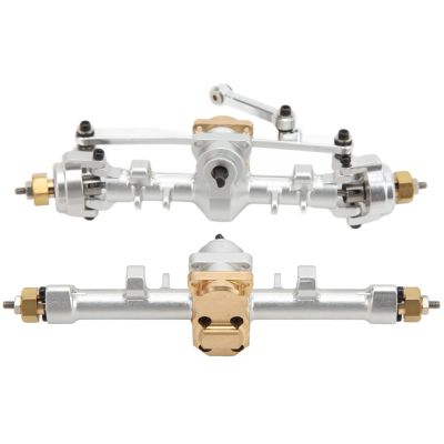 RC Front Rear Axle Assembly,Durable Metal Front and Rear Axle Assembly Upgrade Parts for AXIAL SCX24 1/24 RC Car(Silver)