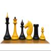 1950's Soviet Latvian Reproduced Weighted Chess Set in Ebonised Boxwood & Antiqued Boxwood- Russian USSR Weighted Chess Pieces Only|4.1" King view 1