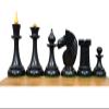 1950's Soviet Latvian Reproduced Weighted Chess Set in Ebonised Boxwood & Antiqued Boxwood- Russian USSR Weighted Chess Pieces Only|4.1" King view 2