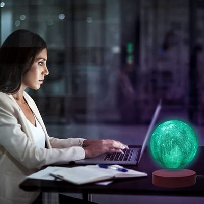 VGAzer 16 Colors Magnetic Levitating Moon Lamp 3D Printing Floating Spinning in The Air 360 Degree Moon Light Night Lights for Kis Lovers Friends Brithday Christmas Gifts