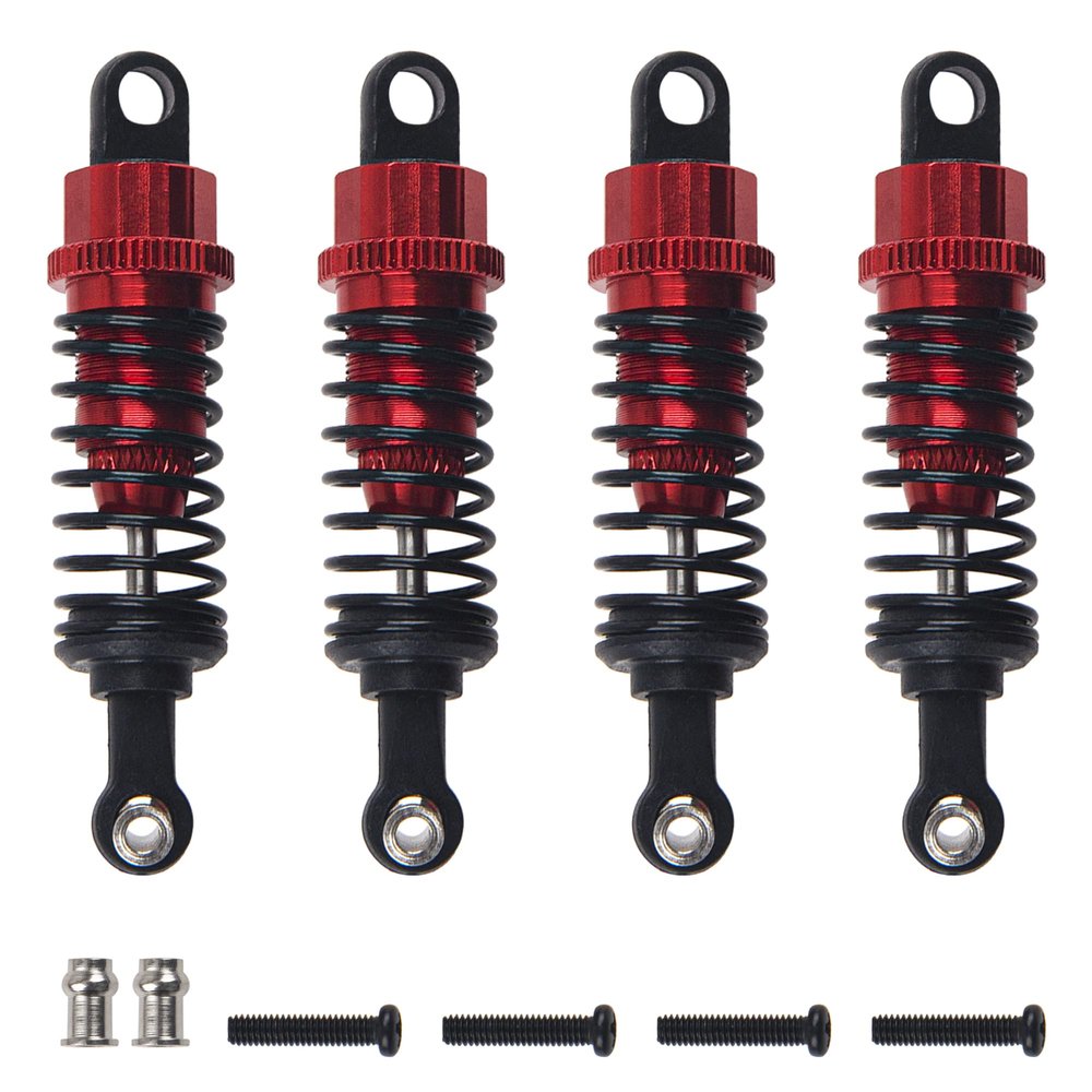 4Pcs ShareGoo RC Shock Absorber Damper 55mm Shocks Assembled Compatible with WLtoys A959 969 A979 K929 1/18 RC Car (Red)