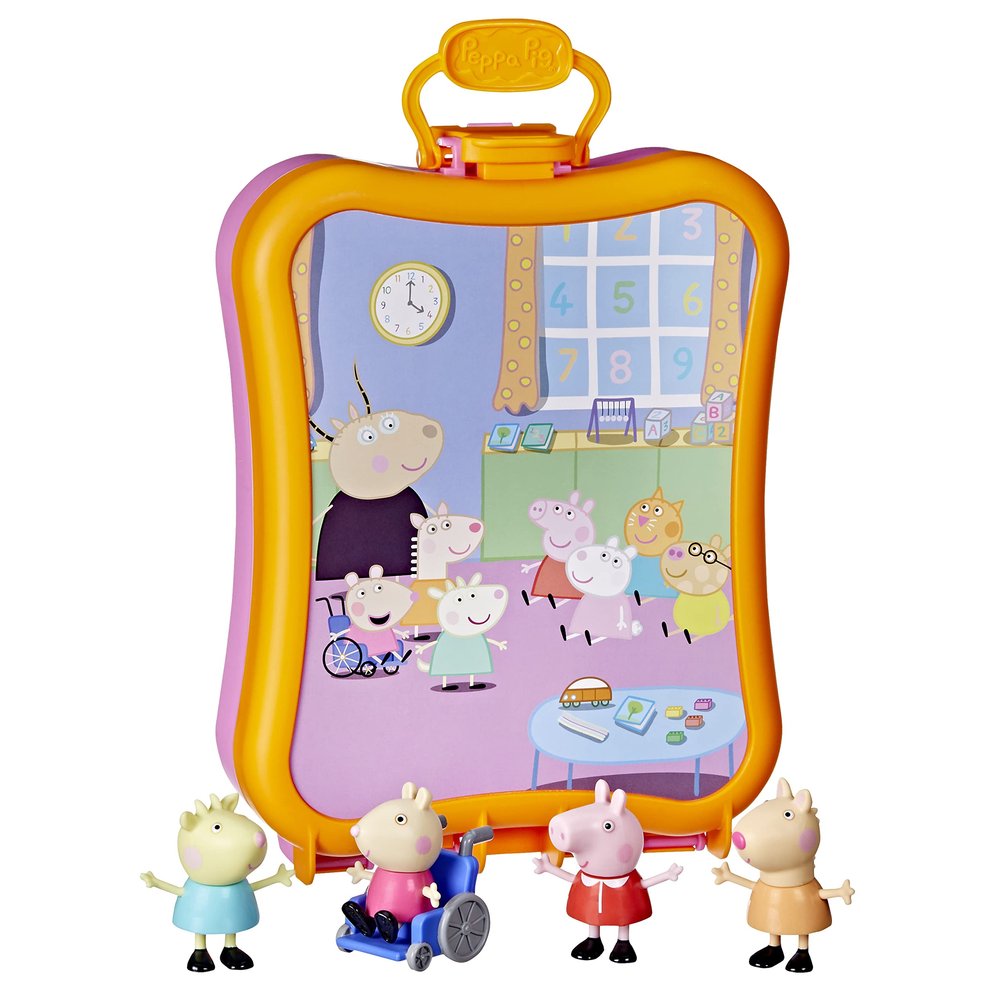 Peppa Pig Peppa's Club Friends Carrying Case Playset, Includes 4 Figures, Back to School Toys for Kids, Classroom Preschool Gifts, Ages 3+