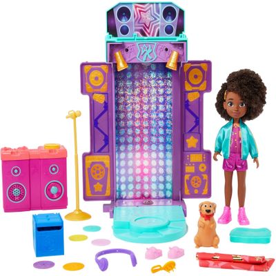 Mattel Karmas World 2-in-1 Toy Playset with Doll & Accessories, Transforming Musical Star Stage & Bedroom Set with Lights & Sounds