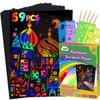 ZMLM Rainbow Scratch Paper Kit: 168Pcs Magic Art Craft Stuff Supplies Black Scratch Off Paper for Age 3-12 Kids Children Girl Boy Christmas Birthday Gifts view 2