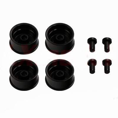 Replacement Part For 4pcs Mini 4WD Racer Parts Homemade Learning Four-wheel Drive Accessories Medium-Diameter Aluminum Alloy Wheels 94992C - (Color: Black)