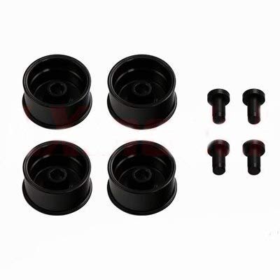 Replacement Part For 4pcs Mini 4WD Racer Parts Homemade Learning Four-wheel Drive Accessories Medium-Diameter Aluminum Alloy Wheels 94992C - (Color: Black)