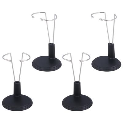 PATKAW 4 Pcs 5.9 Inch Portable Doll Stands, Black PVC Bear Stand Doll Display Case for Storage and Organization of Children's Dolls