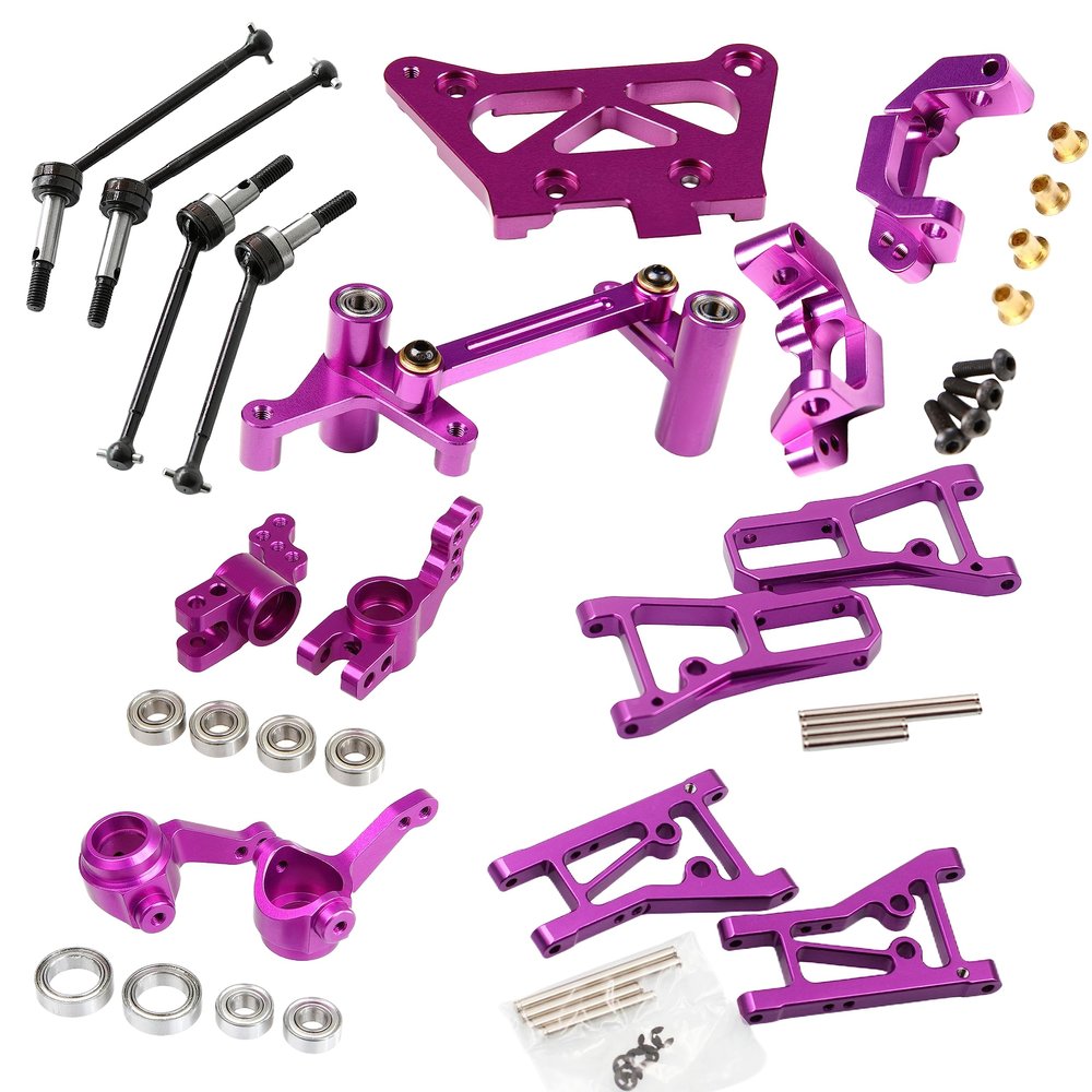 GTBRacing CNC Aluminum 1/10 RC Car HPI RS4 3 Evo Nitro Suspension Arms,C Hubs,Steering,Driveshaft Set Upgrade Part (Purple)