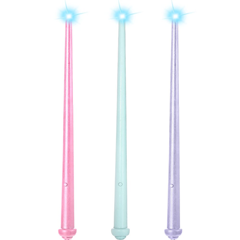 Skylety 3 Pieces Light up Wand Magic Light and Sound Illuminating Princess Wand Fairy Favors Party Accessory for Cosplay Masquerade(Pink, Purple, Blue)