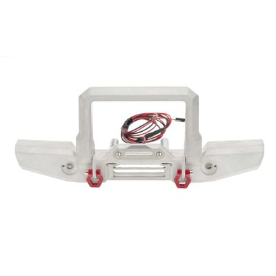LAFEINA Metal Front Bumper with LED Lights for 1:10 RC Crawler Car SCX10 90046 TRX4 (Silver)