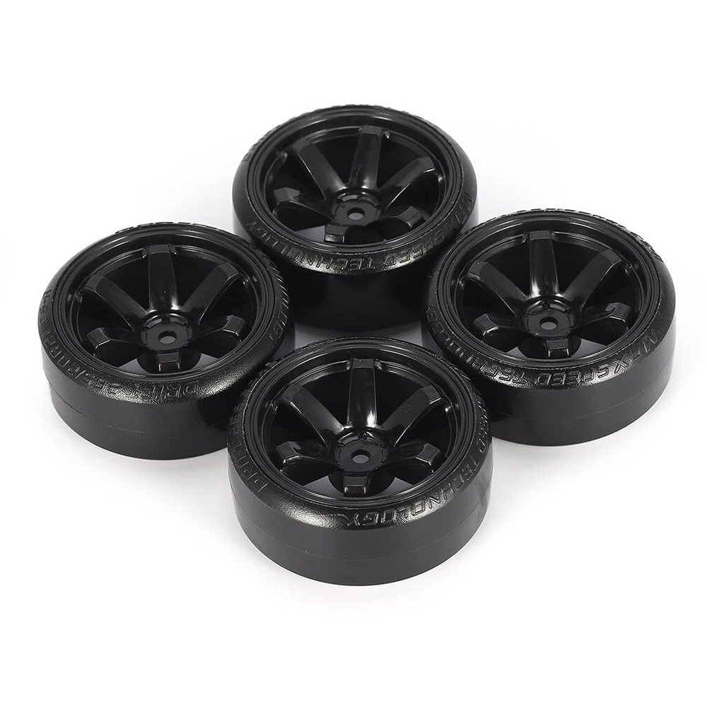 Replacement Part For 4Pcs RC Drifting Car Tire Set Hard Plastic Hard Tyre Set For On-road Vehicle Drifting RC Car Parts - (Color: Dark Grey)