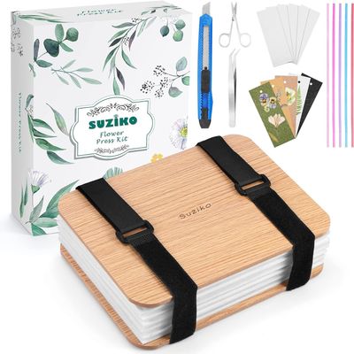 Suziko Professional Flower Press Kit 6 Layers 6.3 x 8.3 inch, Flower Pressing Kit for Adults Kids, Leaf Press,Great Gift Valentine's Day