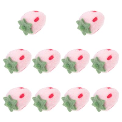 10pcs Felt Strawberry for Crafts Mini Strawberries Plush Ornament Wool Felt Craft Decoration for Brooch Headband Hairpin Hat Making Party, Pink