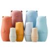 Chivao 8 Pieces Russian Nesting Dolls, Silicone Matryoshka Doll Easter Toys Educational Toy Stacking Nesting Dolls for Toddlers, Gift for Kids Boys Girls(Bear) view 1