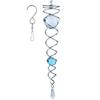 12 inch Gazing Ball Spiral Tail, Prefdo Stainless Steel Wind Spinner Stabilizer with 2 Glass Balls Prism and Hanging Swivel Hook for Outdoor Yard Garden Decoration(Lake Blue) view 1