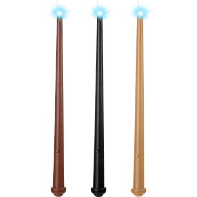Skylety 3 Pieces Light up Wand Magic Light and Sound Illuminating Princess Wand Fairy Favors Party Accessory for Cosplay Masquerade(Black, Dark Brown, Yellow)