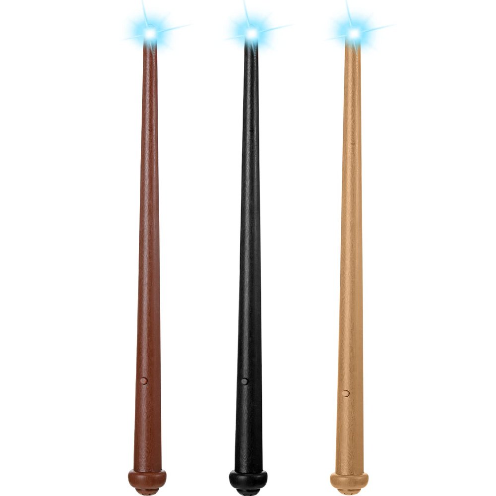 Skylety 3 Pieces Light up Wand Magic Light and Sound Illuminating Princess Wand Fairy Favors Party Accessory for Cosplay Masquerade(Black, Dark Brown, Yellow)