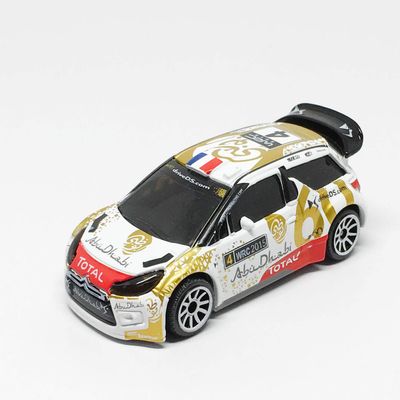 Majorette Car 1/64 - Citroen DS3 WRC Abu Dhabi no.4 White Gold (Letter on Front Grille) - Scale 1/58 (3 inches) - no Package