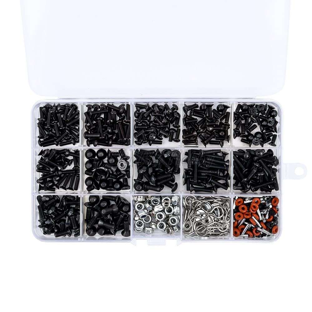 500PCS RC Car Screws M3/M4/E Buckle/Shell Buckle/Screw Nuts/Hex Screws/Plugs for HSP Wltoys Traxx Axial SCX10 90046 1:10 RC Part