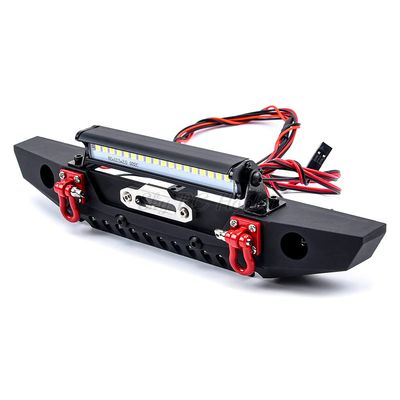 Metal Front Bumper with LED Light Bar for Traxxas TRX-4 TRX4 Axial Scx10 Scx10 II 90046 90047 1/10 1:10 RC Crawler Car
