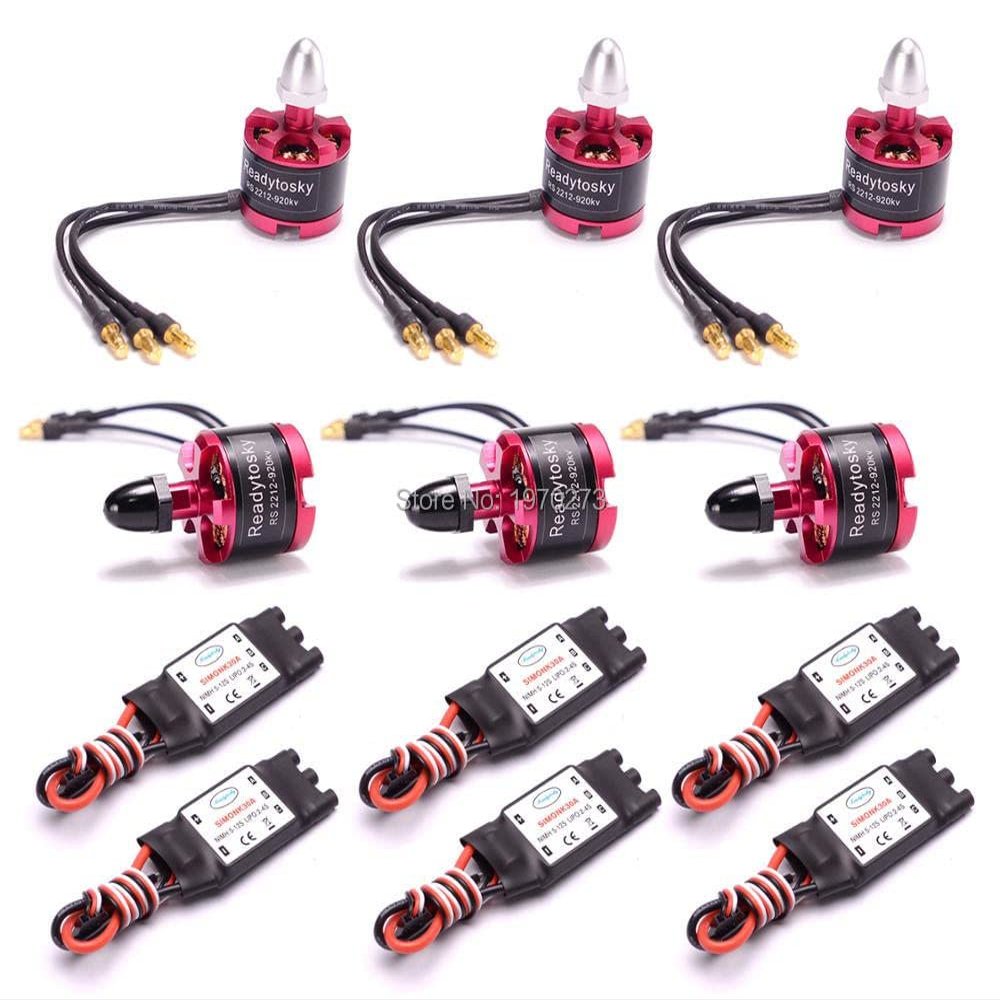 6PCS 2212 920kv Brushless Motor + 6PCS 30A Simonk ESC for F450 S500 F550 Muticopter