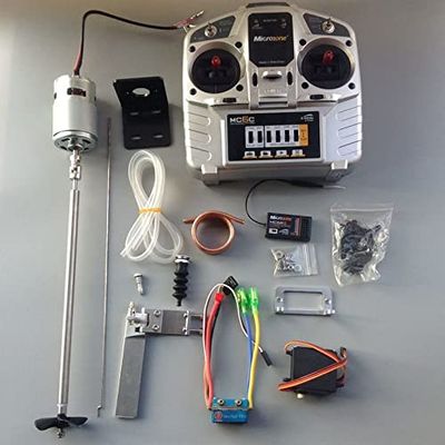 Midzooparts RC Boat Jet Boat Kit, 775 Motor, 95mm Rudder, 480A ESC, MC6C Transmitter, MC6RE Receiver, For 40cm-100cm Hulls