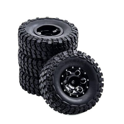 4PCS Aluminum Alloy RC Beadlock Wheels Wheel Rims Hub with Tire for 1/24 1:24 Axial SCX24 AXI90081 Deadbolt RC Crawler Car