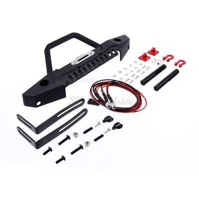 Metal Front Bumper with LED Lights for 1/10 1:10 RC Car Axial SCX10 90046 90047 Traxxas TRX-4 TRX4 RC Rock Crawler