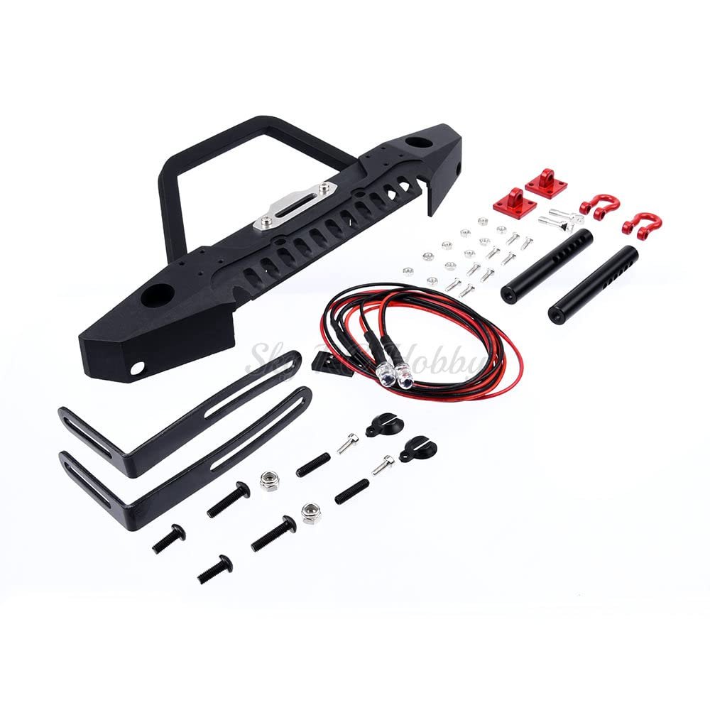 Metal Front Bumper with LED Lights for 1/10 1:10 RC Car Axial SCX10 90046 90047 Traxxas TRX-4 TRX4 RC Rock Crawler